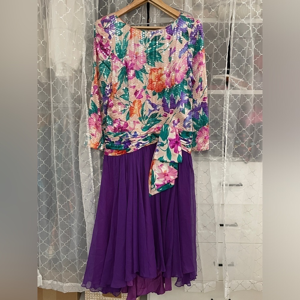 A.J. Bari Silk Sequin Dress
